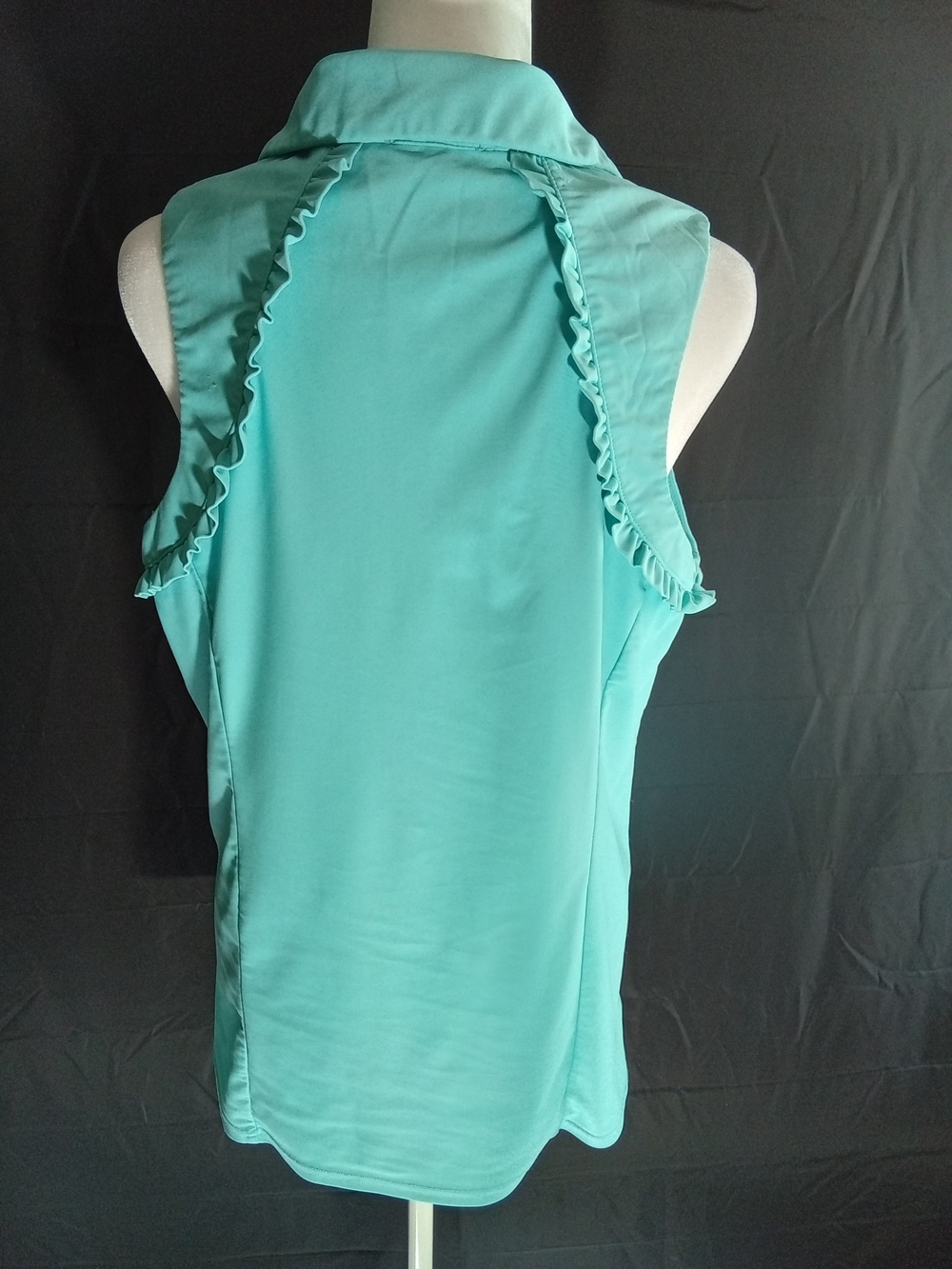 ARYEH Sleeveless Ruffle Polo Top in‎ Aqua 👠 - Picture 3 of 6